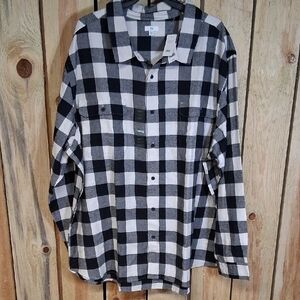 Mens Dip Buffalo Plaid Black And White Flannel Shirt Size 3XLT Outdoors Camping